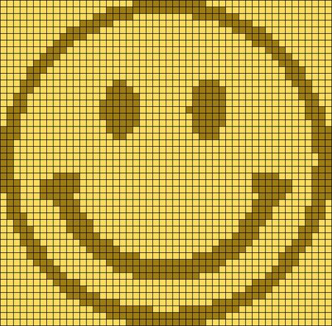 Smiley Face Pixel Art, Crochet Tapestries, Knitting Projects Blanket, Alpha Art, Perler Designs, Happy Smiley Face, Crochet Graphs, Patch Ideas, Pixel Art Grid