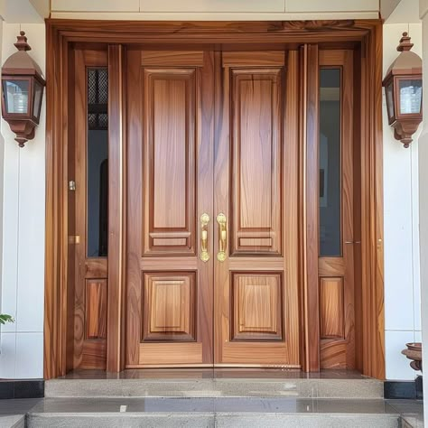 Door Design Entrance, Main Door Lock, Wooden Window Design, Villa Entrance, Pooja Door Design, Pooja Door, Wooden Double Doors, Window Construction, House Front Door Design