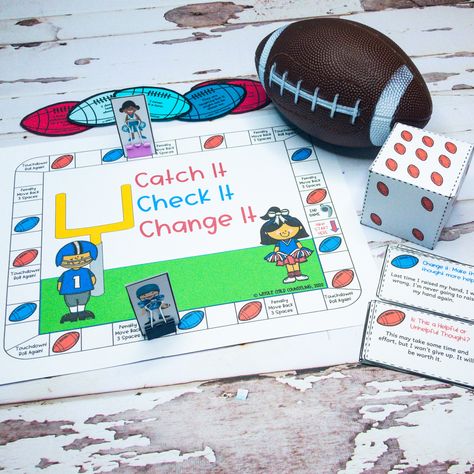 Catch It Check It Change It, Cbt Games, Football Activity, School Based Therapy, Health Game, Counseling Games, Data Collection Sheets, Printable Board Games, Relationship Skills