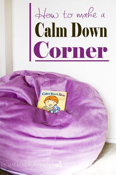 How to Make a Calm Down Corner | homemadeforelle.com Calm Down Kit, Conscious Discipline, Calm Down Corner, Tantrums Toddler, Positive Discipline, Toddler Life, Foster Care, Calm Down, Social Emotional Learning