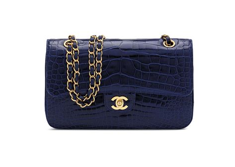 A SHINY BLUE ALLIGATOR MEDIUM DOUBLE FLAP BAG WITH GOLD HARDWARE | CHANEL, 2012 | 21st Century, bags | Christie's Dark Blue Chanel Bag, Chanel Navy Blue Bag, Navy Chanel Bag, Blue Chanel Bag, Chanel Clothes, Designer Bags Black, Navy Blue Bag, Navy Chanel, Dream Bag