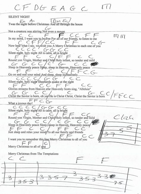 Silent Night (The Temptations) Guitar Chord Chart Christmas Guitar, Learn Guitar Songs, The Temptations, Guitar Chord Chart, Twas The Night, Guitar Songs, The Night Before Christmas, Silent Night, Guitar Chords