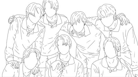 #enhypen #niki #jay #jake #sunghoon #jungwon #sunoo #heeseung Enhypen Outline Drawing, Jungwon Line Art, Enhypen Coloring Pages, Enhypen Line Art, Kpop Line Art, Kpop Line Art Drawing, Survival Knots, Drawing Ideas Easy, Enhypen Niki