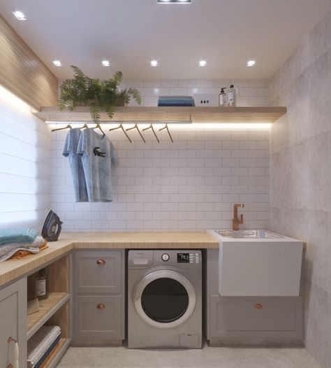 #laundry #room #laundryroom #home #homedecor #interiordesign #lighting #flowers #gold #grey #wood #love #diy #fashion #aesthetic Utility Room Designs, Laundy Room, Laundry Room Ideas Small Space, Room Storage Diy, Dream Laundry Room, Laundry Room Layouts, Laundry Room Renovation, Kabinet Dapur, Laundry Design