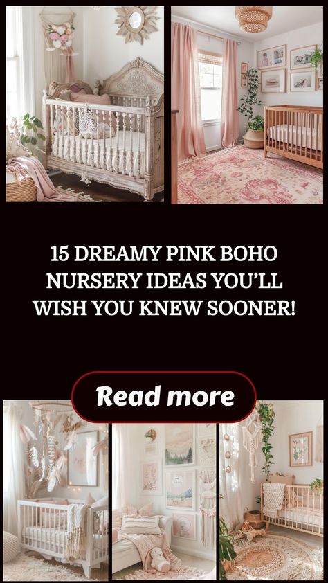 Transform your little one’s nursery into a boho wonderland! 🌸✨ Discover 15 gorgeous pink boho nursery ideas that mix whimsical charm with practical design. From bohemian wall decor to cozy accents, these ideas are perfect for creating the dreamy space your baby deserves! 💕 #BohoNursery #PinkNursery #DreamyDecor Girly Nursery Ideas Boho, Diy Baby Girl Nursery Decor, Pink Woodland Nursery, Nursery Ideas Boho, Pink Boho Nursery, Girly Nursery Ideas, Boho Nursery Ideas, Refinished Vintage Furniture, Boho Nursery Girl