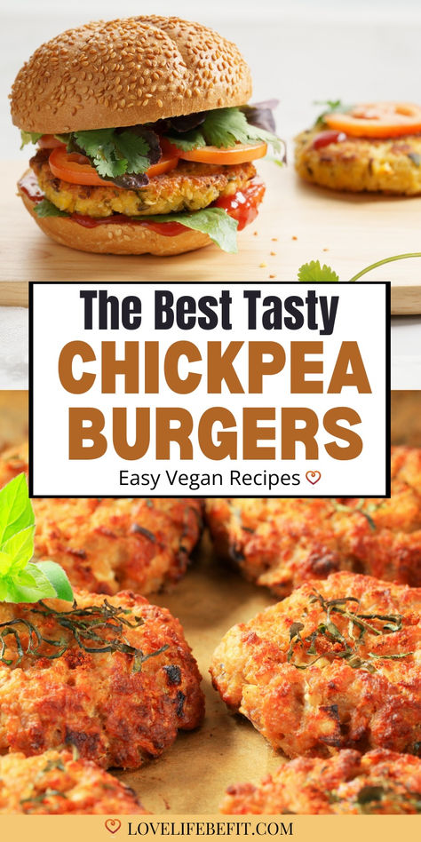 Chickpea burger recipe easy Can Chickpeas Recipes, Healthy Chickpea Recipes, Chickpea Burger Recipe, Green Lentil Recipes, Vegan Chickpea Burger, Best Lentil Recipes, Burgers Healthy, Beans Recipe Healthy, Chickpea Recipes Healthy