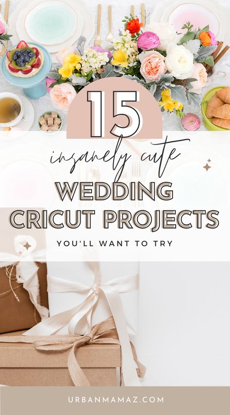 Cricut Wedding Ideas Wedding Things With Cricut, Silhouette Wedding Projects, Idee Deco Mariage Cricut, Wedding Gift Ideas Cricut Vinyl Projects, Cricut Favor Ideas, Cricut Projects Beginner Wedding, Wedding Decor Using Cricut, Wedding Ideas Using Cricut, Diy Projects For Wedding