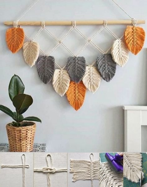 Simpul Makrame, Pola Macrame, Boho Crafts Diy, Makramee Diy, Macrame Knots Pattern, Macrame Wall Hanging Diy, Macrame Wall Hanging Patterns, Diy Yarn Crafts, Macrame Plant Holder