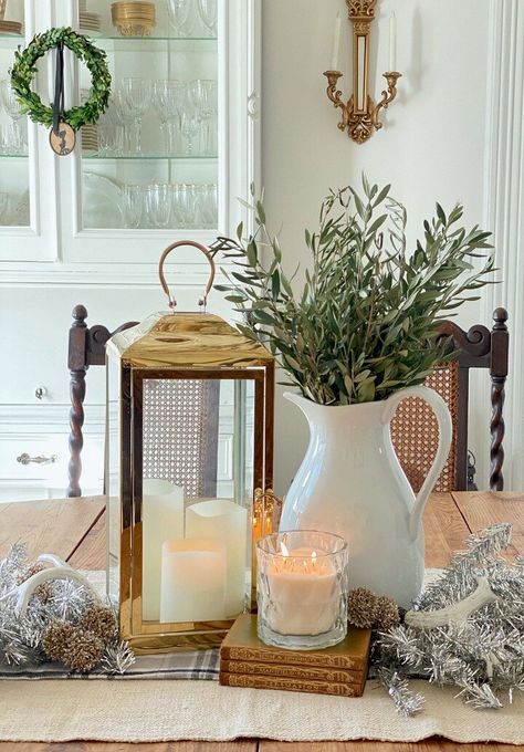 Table Decor With Lanterns, Dining Room Lantern, Decor With Lanterns, Lantern Decor Living, Lantern Table Decor, Boho Farmhouse Decor, Table Lanterns, Dining Room Centerpiece, Dining Room Table Centerpieces