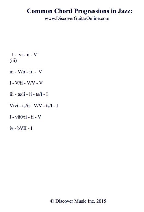 Jazz Chord Progressions | Discover Guitar Online, Learn to Play Guitar Jazz Chord Progressions, Music Major, Jazz Guitar Lessons, Learn Music Theory, Chord Progressions, Music Theory Guitar, Guitar Lessons For Beginners, Guitar Practice, Music Chords