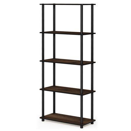 Furinno Turn-N-Tube 5-Tier Multipurpose Shelf Display Rack, Columbia Walnut/Black, 17091CWN/BK Steel Shelving, Deep Shelves, Regal Design, Shelving Racks, Etagere Bookcase, Shelf Display, Rack Storage, Decorating Shelves, Rack Shelf