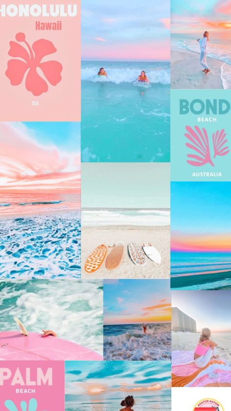 Preppy Collage, Shuffles Preppy, Wallpaper Preppy, Preppy Wallpaper, Beach Wallpaper, Bondi Beach, Wallpaper Aesthetic, Wallpapers, Collage