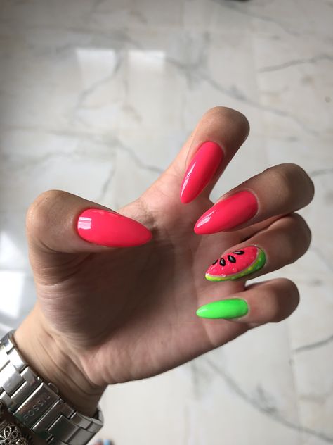 #nails #summernails #watermelon Summer Nails With Watermelon, Summer Nails Watermelon, Nails Watermelon, 2023 Nails, Watermelon Nails, Nails Inspo, Beauty Style, Nails Designs, Nails On Fleek