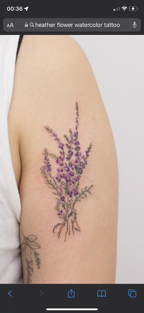 Heather Flower, Watercolor Tattoo Flower, Watercolor Flowers, Watercolor Tattoo, Tattoos, Flowers, Watercolour Flowers