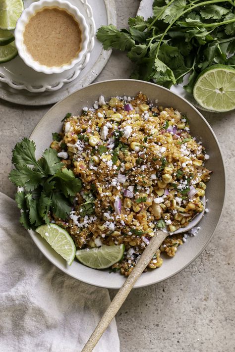 Dairy-Free Mexican Street Corn Quinoa Salad Corn Quinoa Salad, Corn Quinoa, Dairy Free Dressing, Picnic Side Dishes, Mexican Quinoa, Mexican Street Corn Salad, Salad Healthy, Quinoa Salad Recipes, Mexican Street Corn