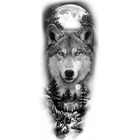 Wolf Forearm Tattoo Design, Wolf Tattoo Design Men Arm, Half Sleeve Tattoos Wolf, Wolf Tattoos For Men, Grey Wolf Tattoo, Wolf Pack Tattoo, Bird Tattoo Neck, Wolf Tattoo Forearm, Wolf And Moon Tattoo