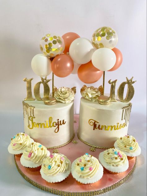 Birthday cakes for twins Twin Birthday Cakes Daughters, 1 St Birthday Cake For Twins, Double Cakes For Birthdays, Double Birthday Cake Ideas, Twin Birthday Cake Ideas, Cake For Twins Girls Birthday, Double Birthday Cake Boy And Girl, Cake Designs For Twins, Twin Cakes Ideas Boy And Girl