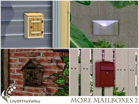 Here are 4 functional wall-mount mailboxes of different styles. Mailbox is a special object in the Sims 3 game. Make sure you read my instructions and warning before you use these custom mailboxes... Ts3cc Furniture, Apartment Mailbox, Sims4 Build, Red Mailbox, Around The Sims 4, Ts3 Cc, Cc Shopping, Sims 3 Cc Finds, Sims 3 Mods