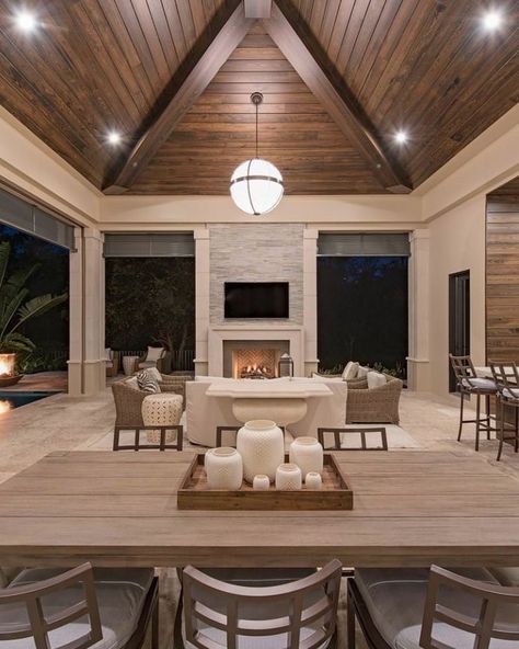 custom patio | Outdoor living rooms, Outdoor remodel, House design Outdoor Remodel, Outdoor Living Rooms, Outdoor Living Room, Outdoor Kitchen Design, Outdoor Fireplace, Outdoor Rooms, Home Fashion, Interior Design Trends, Patio Design