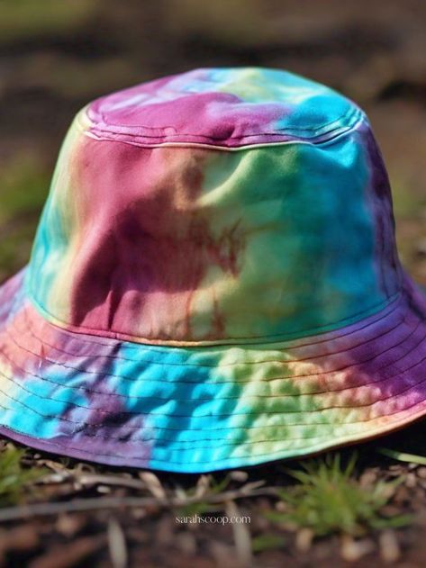 Tye Dye Bucket Hat, Bucket Hat Diy, Tie Dye Bucket Hat, How To Tie Dye, Diy Hat, Decorative Stitching, Fun Ideas, Bucket Hat, Easy Diy