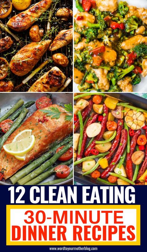 Healthy dinner recipes you can make in 30 minutes or less! Easy clean eating recipes for families to enjoy! Perfect to add to your weekly meal plan for weight loss these clean eating recipes are quick & delicious! From one pot chicken to low carb fish and clean eating beef and pork you’re guaranteed to find a new favorite healthy recipe for dinner here! #healthyrecipes #cleaneating #healthy #cleaneatingrecipes #cleaneatingmeals #diet #dinner #dinnerrecipes Clean Eating Beef, Clean Eating Dinner Recipes, Recipes For Families, Clean Dinner Recipes, Clean Dinners, Beef And Pork, Easy Clean Eating Recipes, Clean Eating Recipes For Dinner, Prep Bowls