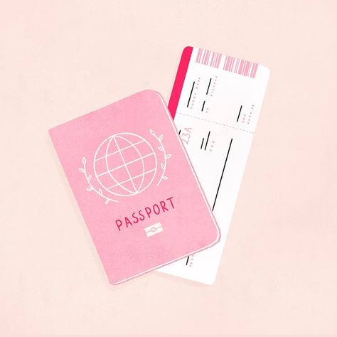 Passport, boarding pass, holiday, airport Travel Collage, Drawing Prompts, Tumblr Stickers, Travel Icon, Travel Wallpaper, Illustration Art Drawing, Instagram Frame, Cute Patterns Wallpaper, Instagram Highlight Icons