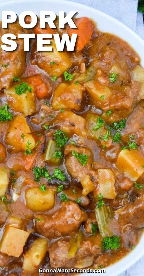 Pork Stew Crockpot Recipes, Pork Stew In Crockpot, Soup With Leftover Pork Roast, Irish Pork Stew, Stew With Pork Meat, Pork Stew Instant Pot Recipes, Pork Stew Meat Recipes Crock Pot, Pork Chop Stew Recipes, Pork Stew Meat Recipes Instant Pot