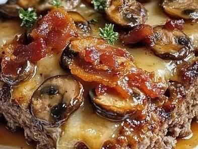 Melt-in-Your-Mouth Bacon Mushroom Swiss Cheese Meatloaf Recipe You’ll Love - NewsBreak Meatloaf With Mushrooms, Cheese Meatloaf, Chicken And Spinach Casserole, Meatloaf Casserole, Cheese Stuffed Meatloaf, Bacon Mushroom, Cheesy Mac And Cheese, Homemade Meatloaf, Meatloaf Ingredients