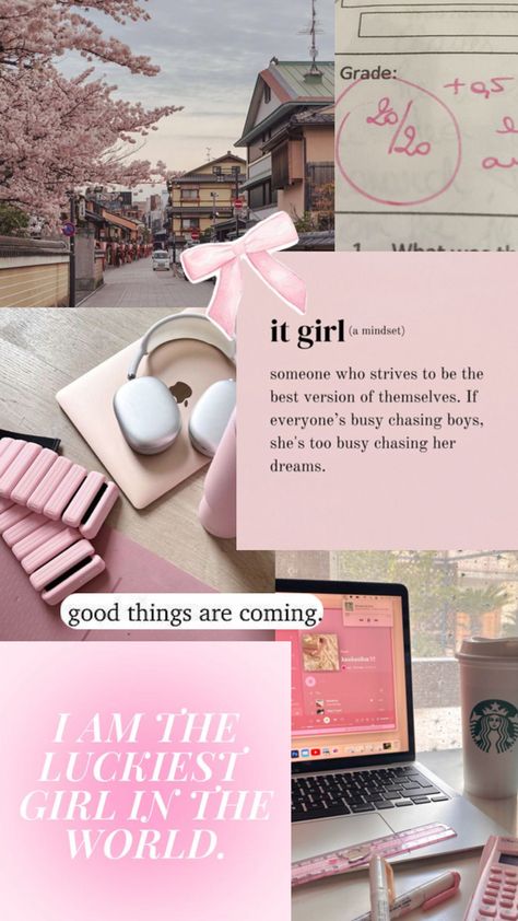 pink vision board Pink Vision Board, Pink Academia, Pretty School Supplies, Diy Room Decor For Teens, Vision Board Wallpaper, Good Morning Gorgeous, Iphone Wallpaper Classy, Pink Wallpaper Girly, Pink Lifestyle