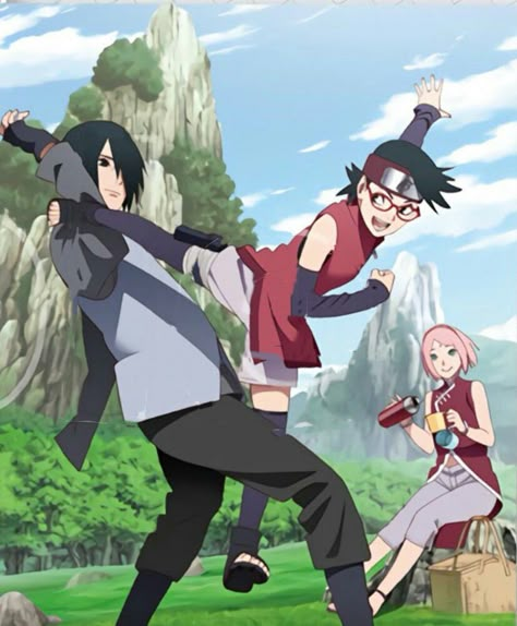 Sarada Cosplay, Sasuke Shippuden, Sasuke Sakura Sarada, Menma Uzumaki, Uchiha Family, Boruto Characters, Naruto Teams, Uzumaki Boruto, Naruto Sasuke Sakura