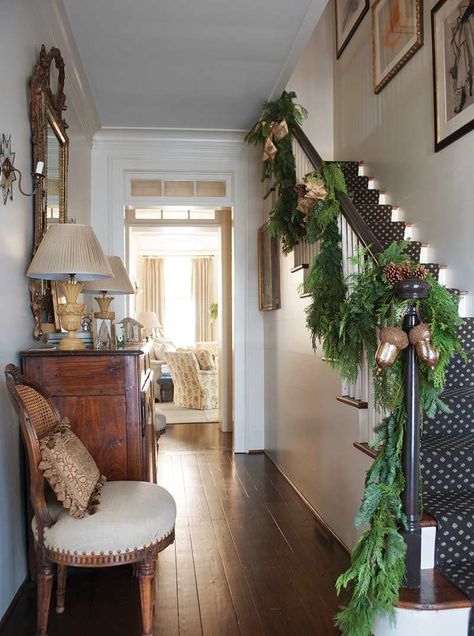 This Festive Colonial Revival Has a Stunning Shiplap-Clad Bar - Page 2 of 2 - Southern Home Magazine Colonial Foyer, Victorian Houses For Sale, Interior Paint Schemes, Country Colonial, Queen Anne House, Historic Homes For Sale, Georgia Homes, Mansions For Sale, Colonial Revival