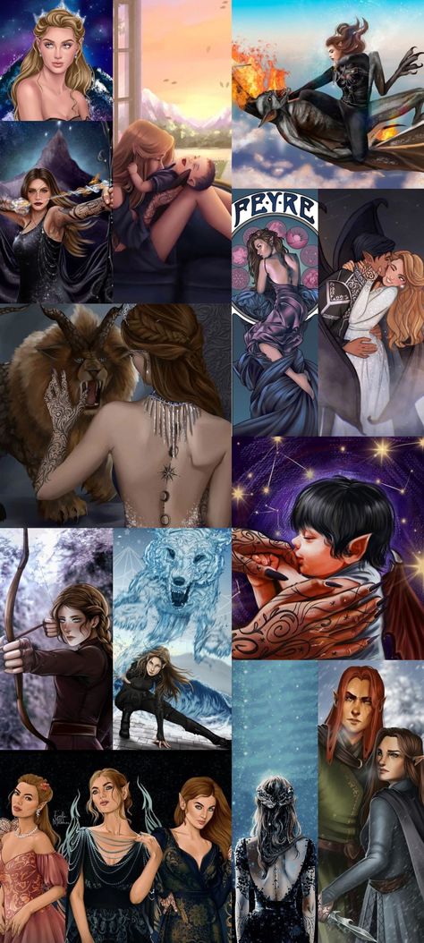 Feyre Acomaf Fanart, Feyre's Beast Form, Ouroboros Feyre, Nyx Feyre And Rhys, Lesser Faeries Acotar, Ouroboros Mirror Feyre, Acowar High Lords Meeting Feyre Dress, Feyre Water Wolves, Nightcourt Acotar Tattoo