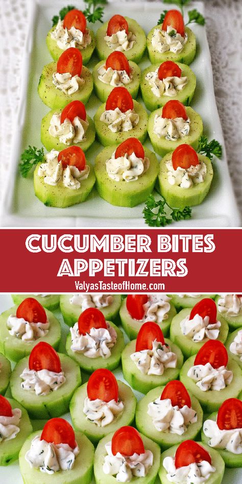 Cucumber Cheese Appetizer, Veggie Apps Appetizers, Really Easy Appetizers, Easy Ordourves, Cucumber Appetizers Easy, Cucumber Bites With Cream Cheese, Appetizer With Cucumber, Healthy Snacks For Potluck, Appetizers Small Group