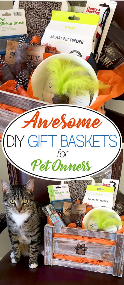 Pet parents LOVE getting goodies to spoil their fur babies with! This awesome DIY gives you ideas for what to include in a basket, too! Dog Auction Basket Ideas, Pet Basket Ideas, Pet Raffle Basket Ideas, Dog Raffle Basket Ideas, Pet Gift Basket Ideas, Pet Gift Basket, Silent Auction Basket, Dog Gift Basket, Auction Basket