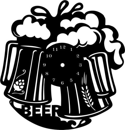 clock of beer counters – Amee House Cnc Clock, Vynil Wall, Wall Clock Vector, Clock Stencils, Clock Template, Glowforge Projects, Record Crafts, Beer Wall, Plasma Table