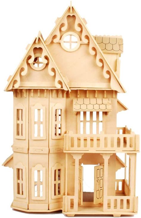 AmazonSmile: NWFashion Children's 17" Wooden 6 Rooms DIY Kits Assemble Miniature Doll House 3D Puzzle (Gothic) : Toys & Games Heirloom Toys, Modern Dollhouse, Dollhouse Kits, Miniature Doll, Wooden Dollhouse, 3d Puzzles, Dollhouse Decor, Party Halloween, Gothic House