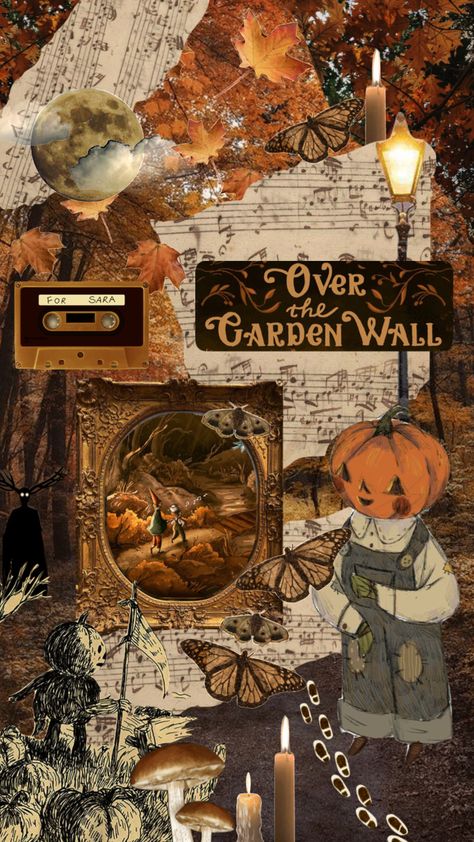 Aesthetic Wallpaper Halloween Vintage, Cottage Core Halloween Wallpaper, Fall Lockscreen Collage, Vintage Autumn Wallpaper Iphone, Autumn Halloween Aesthetic Wallpaper, Retro Vibe Aesthetic, Over The Garden Wall Aesthetic Wallpaper Iphone, Iphone Wallpaper Halloween Vintage, Autumn Forest Aesthetic Wallpaper