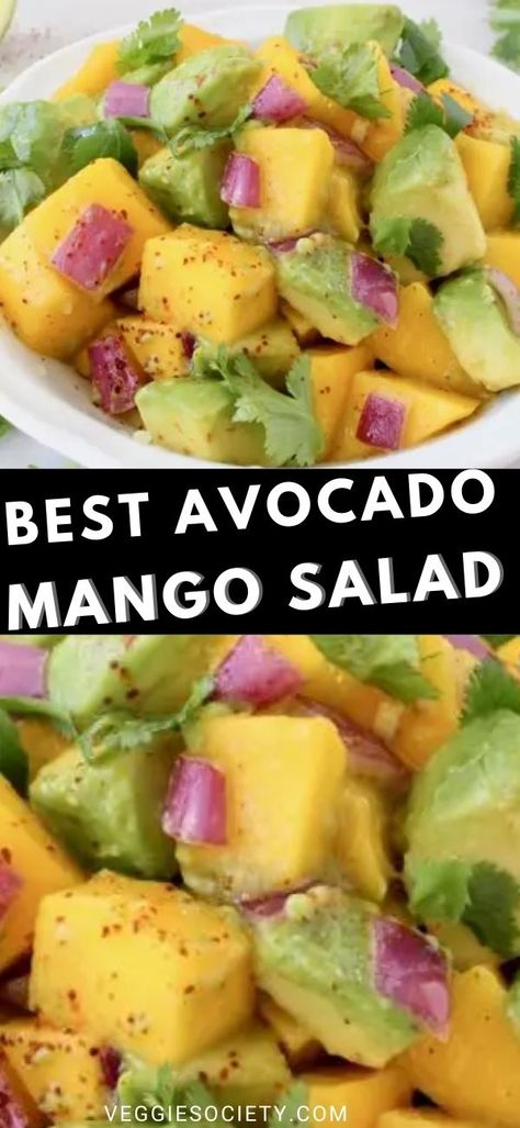 Avocado Mango Salad, Tropical Avocado, Cilantro Lime Dressing Recipe, Mango Delight, Cilantro Salad, Avocado Salad Recipes, Mango Recipes, Mango Salad, Vegan Salad