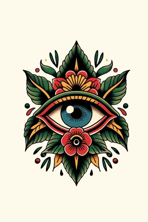 Your Full Information to Eye Tattoos- #Complete #Eye #Guide #Tattoos Check more at https://howcandothis.com/manstyle/your-full-information-to-eye-tattoos/ American Traditional Tattoo Black And White Flash Art, American Traditional Egyptian Tattoo, Female Chest Tattoo Traditional, Evil Eye Elbow Tattoo, Third Eye Tattoo Meaning, Lotus Eye Tattoo, Traditional Evil Eye Tattoo, Traditional Style Tattoo Designs, Eye Knee Tattoo