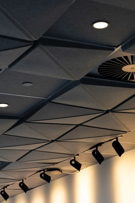 3D Acoustic Ceiling Tiles In USA | Autex Acoustics Theater Room Ceiling, Resturant Interior, 3d Ceiling, Acoustic Ceiling Tiles, Home Theater Room Design, Theater Room Design, Acoustic Ceiling, Pantone Palette, Ceiling Grid