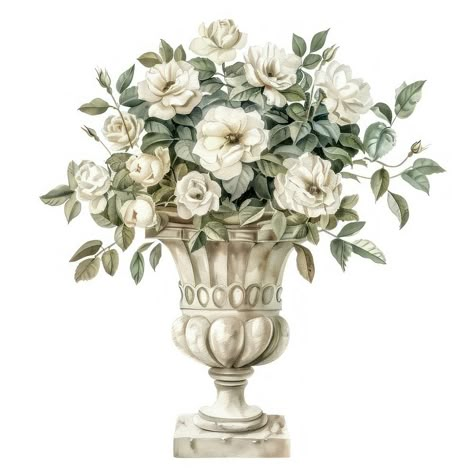 Elegant vintage floral vase illustration | free image by rawpixel.com / Pinn Flower Pot Illustration, Rococo Flowers, Rococo Bedroom, Vase Illustration, Indian Wedding Invitation Card Design, Vintage Flower Pots, Antique Urn, Indian Wedding Invitation Cards, French Rococo