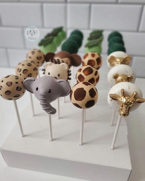 Safari Animal Cake Pops, Zoo Animal Cake Pops, Animal Theme Smash Cake, Animal Themed Cake Pops, Wild One Birthday Cake Pops, Two Wild Treats, Two Wild Desserts, Wild One Birthday Desserts, Two Wild Birthday Desserts