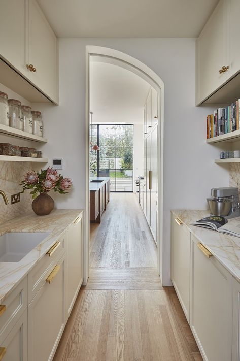 Kitchen — Blakes London Kitchen With Marble Island, Half Moon Door, Vanity Dressing Room, Blakes London, No Pantry Solutions, Main Kitchen, Hidden Pantry, Open Plan Kitchen Diner, Modern Coastal Decor