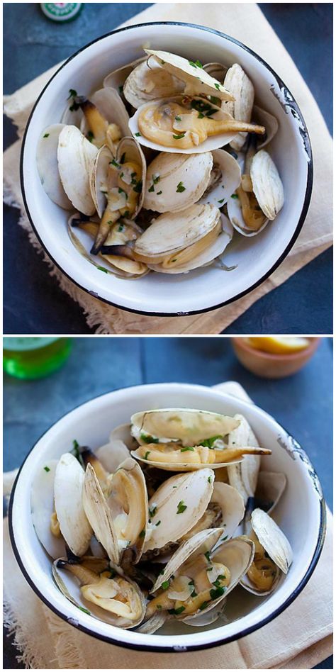 Steamer Clam Recipes, Aoili Recipe, Steamer Clams, Saveur Recipes, Seafood Ideas, Chocoflan Recipe, Mussels Recipe, Rasa Malaysia, Garlic Herb Butter