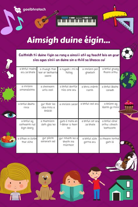 Aimsigh duine éigin.. #Gaeilge #Gaelbhratach #GaelLinn #Cluiche Seachtain Na Gaeilge Art, Seachtain Na Gaeilge, Senior Class Ideas, Irish Gaelic Language, Gaelic Language, Irish Words, Irish Language, Irish Gaelic, School Resources