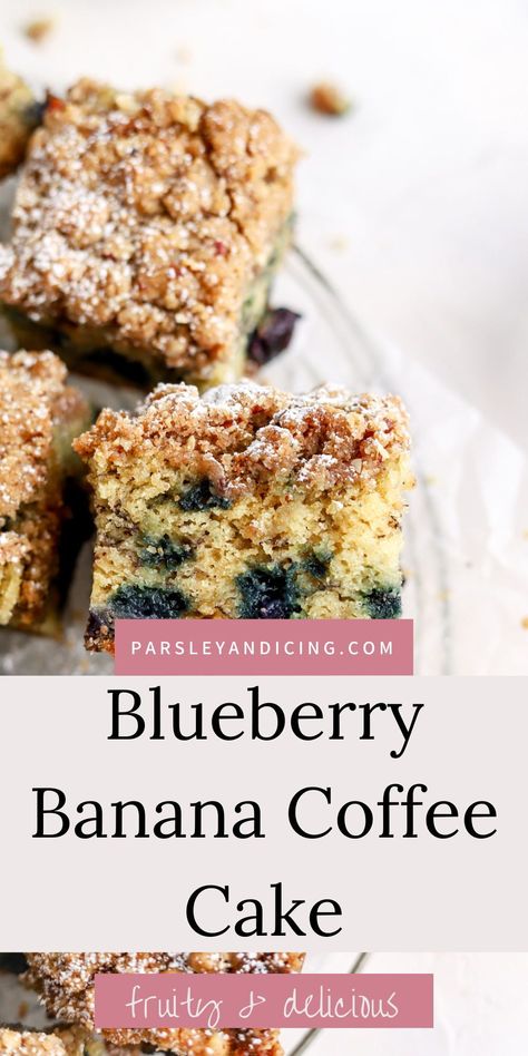 Blueberry Banana Coffee Cake, Banana Blueberry Dessert, Banana Blueberry Cake Recipe, Blueberry And Banana Recipes, Blueberry Banana Recipes, Banana Blueberry Recipes, Banana Coffee Cake Recipes, Banana And Blueberry Bread, Banana Blueberry Cake