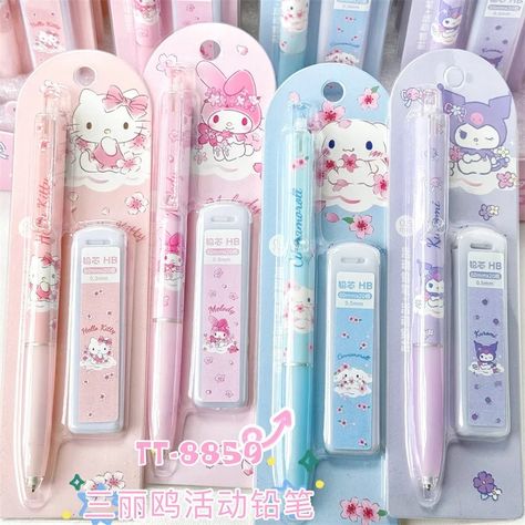 4-24pcs Sanrio Hello Kitty Sakura Series 0.5mm Mechanical Pencil Stationery High Face Value Automatic Pencil Wholesale - AliExpress Sanrio Stationary, Hello Kitty School Supplies, Sanrio Art Supplies, Cute Mechanical Pencils Kawaii, Hello Kitty Mechanical Pencils, Cute Sanrio Stationary, Sanrio Mechanical Pencils, Hello Kitty School, Mechanical Pencil