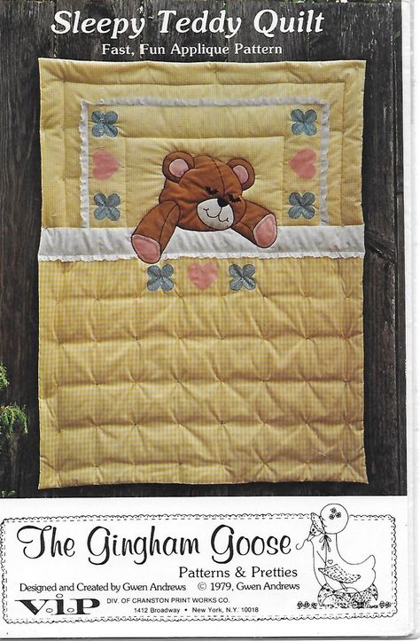 Gingham Goose 002 | Vintage Sewing Patterns | Fandom Teddy Bear Quilt Pattern, Quit Baby, Goose Quilt, Teddy Bear Quilt, Quilt Pattern Design, Cot Quilts, Baby Quilts To Make, Free Baby Quilt Patterns, Baby Boy Quilt Patterns