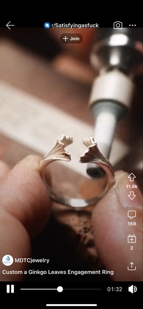 Leaf Engagement Ring, Ginkgo Leaf, Diy Metal, Engagement Ring, Jewelry Design, Engagement Rings, Ring, Electronic Products, Design