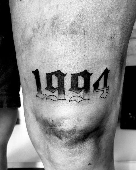 1994 Aesthetic, 1994 Tattoo, Old English Tattoo, Omerta Tattoo, Leg Tattoo Men, Tattoo Cover-up, Tattoo Art Drawings, Aesthetic Tattoo, Tattoo Outline